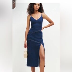 NWT Reformation NovelleDenim Midi Dress with Side Slit